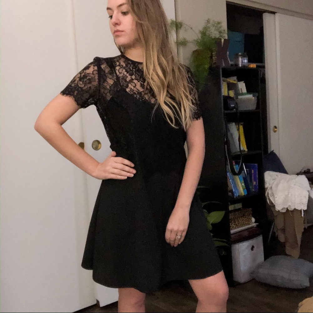 Miss Selfridge | Lace Top Trapeze Dress